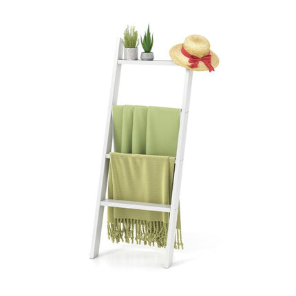 4-Tier Wall Ladder Shelf, Pine Wood, White 50x137 cm