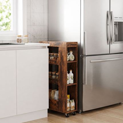 4-Tier White Kitchen Trolley with Shelves & Compartments