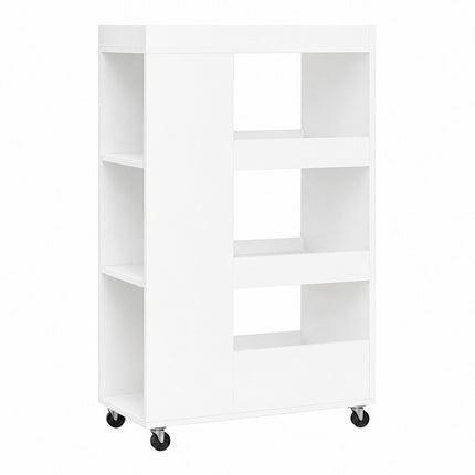 4-Tier White Kitchen Trolley with Shelves & Compartments