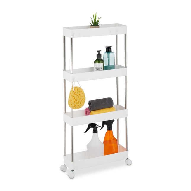 4-Tier White Trolley for Kitchen or Bathroom Storage