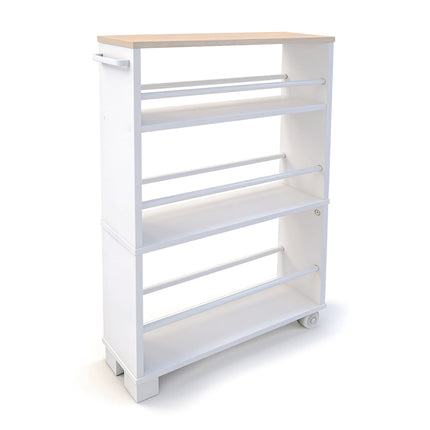 4-Tier Wood-Effect Trolley with Handle, 80x13x50 cm