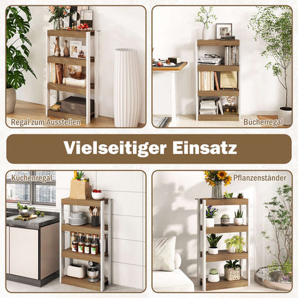 4-Tier Wooden Shelf with Anti-Tip Kits, Open Shelves