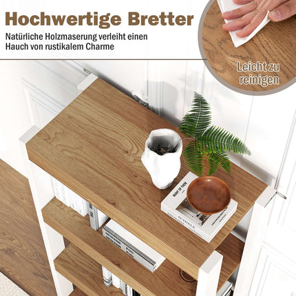 4-Tier Wooden Shelf with Anti-Tip Kits, Open Shelves
