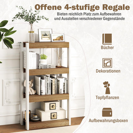 4-Tier Wooden Shelf with Anti-Tip Kits, Open Shelves