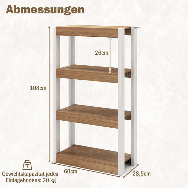 4-Tier Wooden Shelf with Anti-Tip Kits, Open Shelves