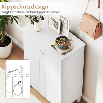 4-Tier Wooden Shoe Cabinet with Removable Shelves