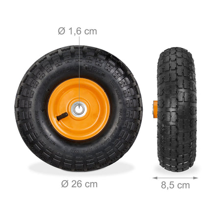 4 Wheelbarrow Tyres with Steel Rims, Pneumatic 4.10/3.50-4
