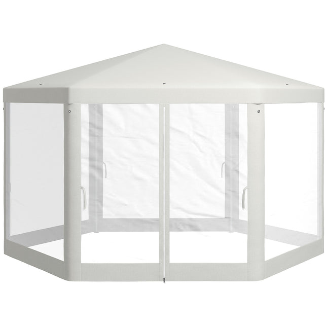 Hexagonal Cream Party Tent, Mosquito Net, Polyester