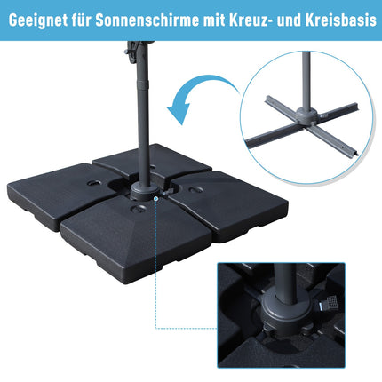 Parasol weight kit, refillable sand/water, 130 kg capacity