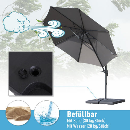 Parasol weight kit, refillable sand/water, 130 kg capacity