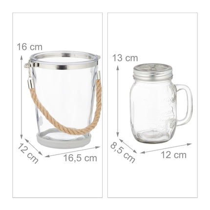 4 glasses with lids and straws incl. ice bucket
