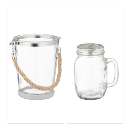 4 glasses with lids and straws incl. ice bucket