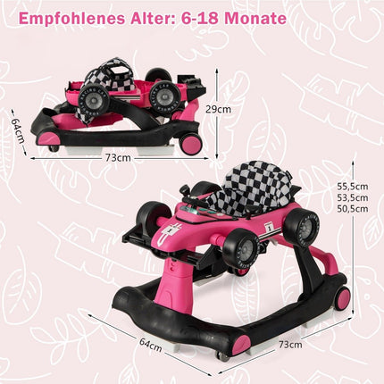 4-in-1 Adjustable Baby Walker with Music and Lights