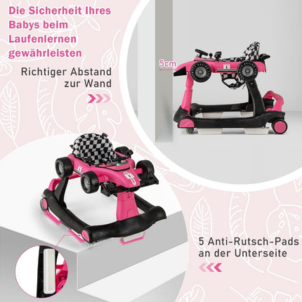 4-in-1 Adjustable Baby Walker with Music and Lights