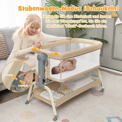 4-in-1 Baby Crib with Mosquito Net, Adjustable Heights
