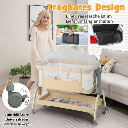 4-in-1 Baby Crib with Mosquito Net, Adjustable Heights