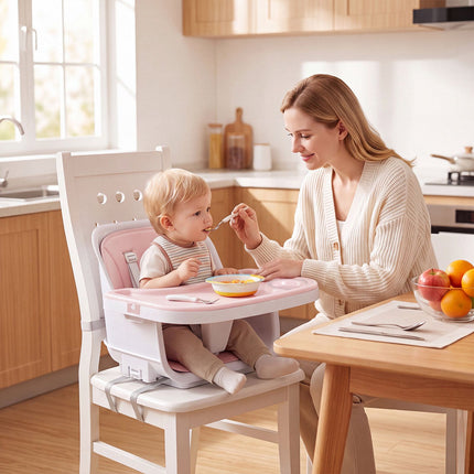 4-in-1 Baby High Chair, Foldable & Adjustable, Pink