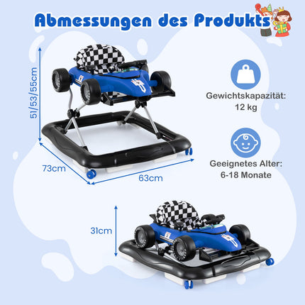 4-in-1 Baby Walker with Adjustable Height and Music