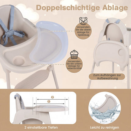 4-in-1 Convertible Baby High Chair with Adjustable Tray