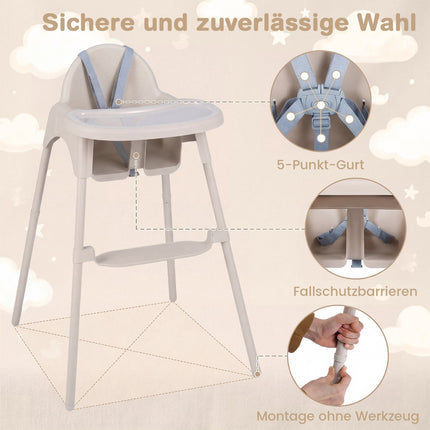 4-in-1 Convertible Baby High Chair with Adjustable Tray