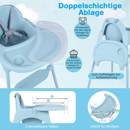 4-in-1 Convertible Baby High Chair with Adjustable Tray