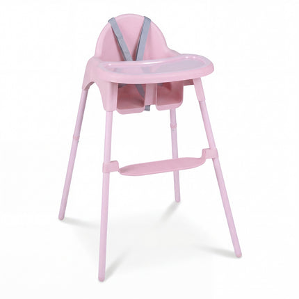 4-in-1 Convertible Baby High Chair with Adjustable Tray, Pink