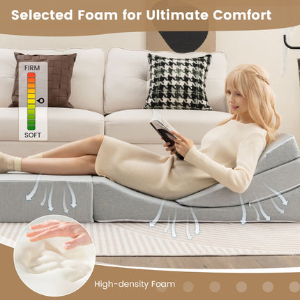 4-in-1 Convertible Folding Sofa Bed, Linen, Gray