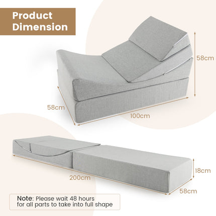 4-in-1 Convertible Folding Sofa Bed, Linen, Gray