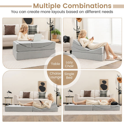 4-in-1 Convertible Folding Sofa Bed, Linen, Gray