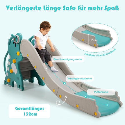 4-in-1 Dinosaur Slide Climbing & Sliding Playset for Babies with Basketball Hoop 188 x 65 x 80 cm