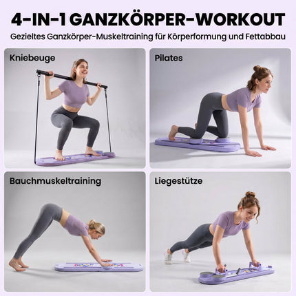 4-in-1 Foldable Pilates Board Set with Resistance Bands