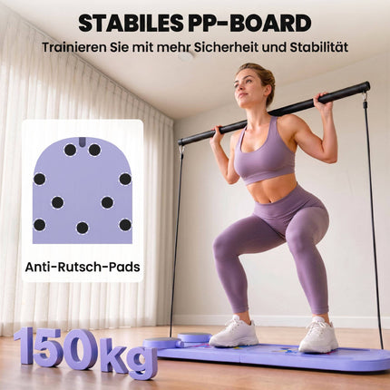 4-in-1 Foldable Pilates Board Set with Resistance Bands