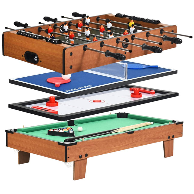 4-in-1 Game Table: Foosball, Billiards, Table Tennis, Hockey