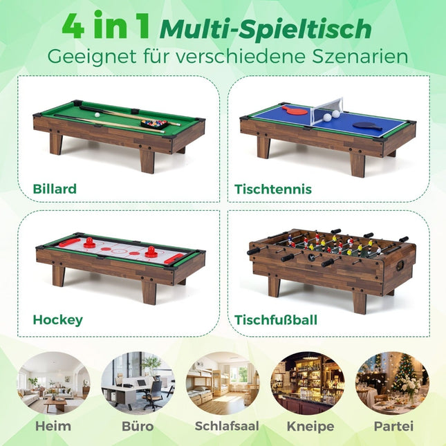 4-in-1 Game Table: Foosball, Pool, Air Hockey, Ping Pong