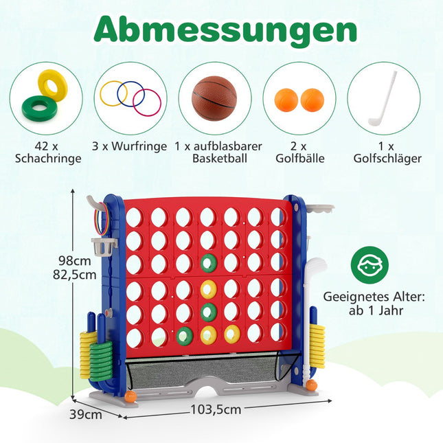 4-in-1 Giant Connect Game Set with Basketball, Ring Toss, Golf