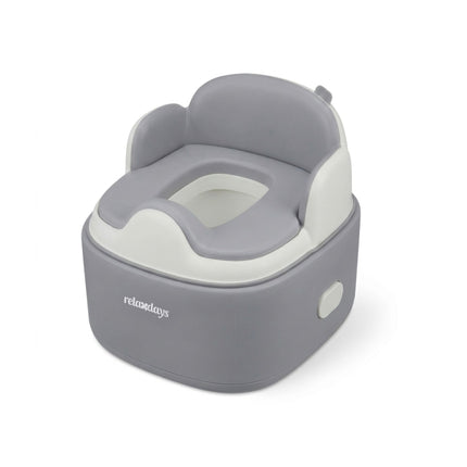 4-in-1 Grey Potty Trainer with Lid and Step Stool