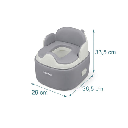 4-in-1 Grey Potty Trainer with Lid and Step Stool