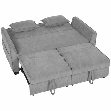 4-in-1 Grey Sofa Bed with Adjustable Backrest & Pockets