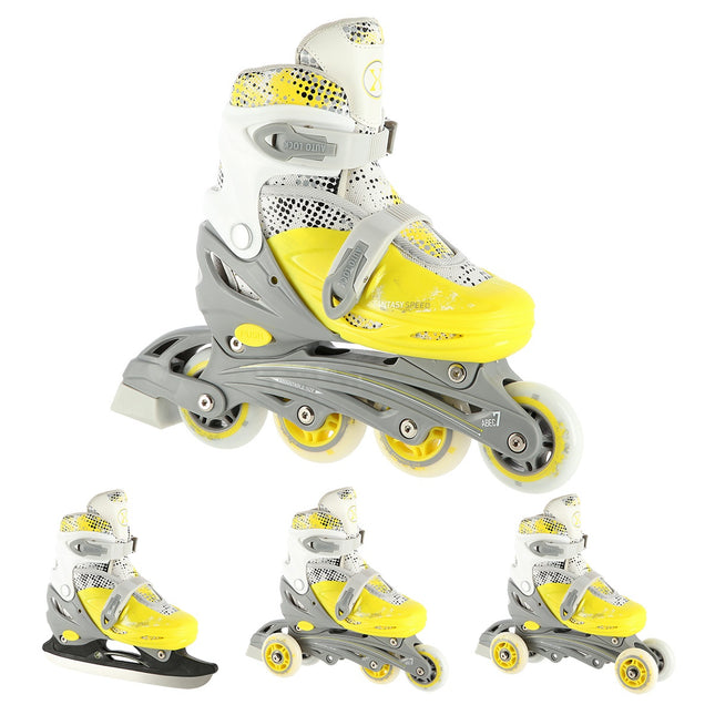 4-in-1 Inline/Ice Skates, Lime, Size S (31-34)