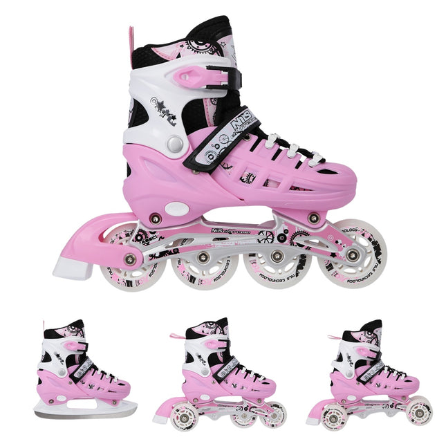 4-in-1 Inline Ice Skates, Pink, Size L (39-42)
