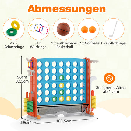 4-in-1 Jumbo Game Set: Connect 4, Basketball, Ring Toss, Golf