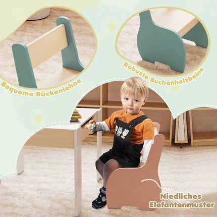 4-in-1 Kids Wooden Table Set with Storage & Blackboard