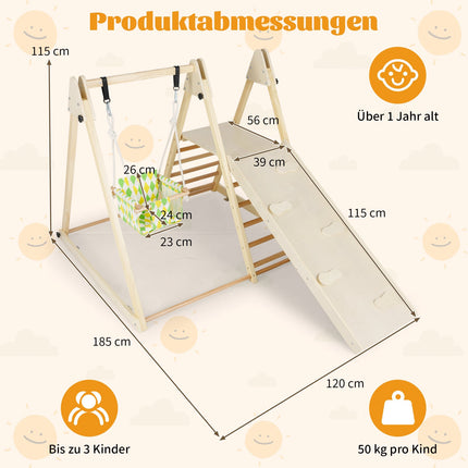 4-in-1 Montessori Indoor Climbing Set with Baby Swing