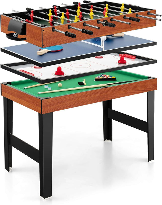 4-in-1 Multi-Game Table – Foosball, Pool, Air Hockey, Ping Pong