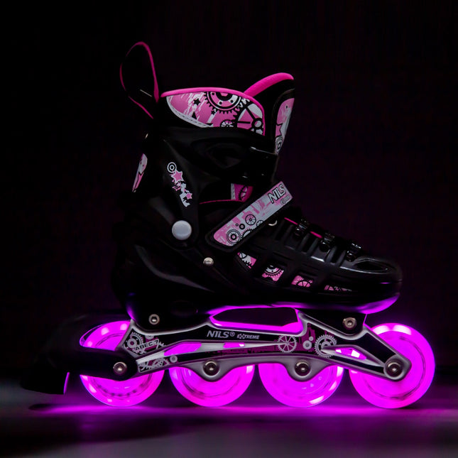 4-in-1 Pink LED Inline/Ice Skates, Size L (39-42)