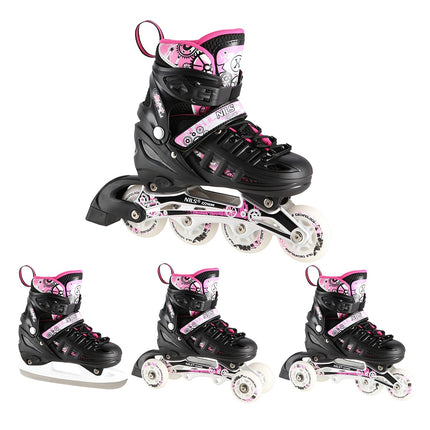 4-in-1 Pink LED Inline/Ice Skates, Size L (39-42)