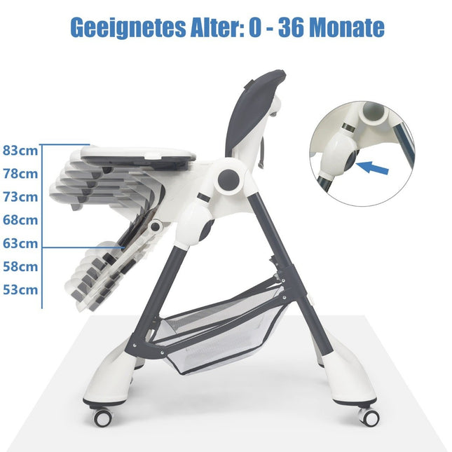 4-in-1 Portable Baby and Toddler High Chair Sleeping Chair 60 x 89 x 110 cm Gray