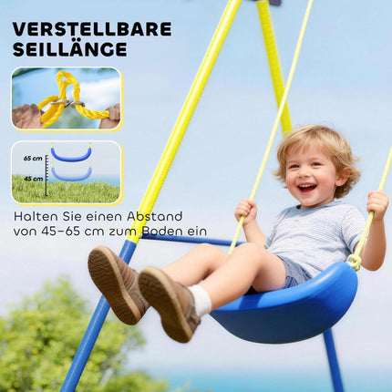4-in-1 Swing Set with Nest Swing, Basketball & Soccer Goal
