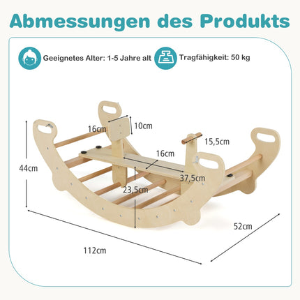 4-in-1 Wooden Climbing Toy – Rocker, Arch, Tunnel
