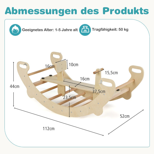 4-in-1 Wooden Climbing Toy – Rocker, Arch, Tunnel